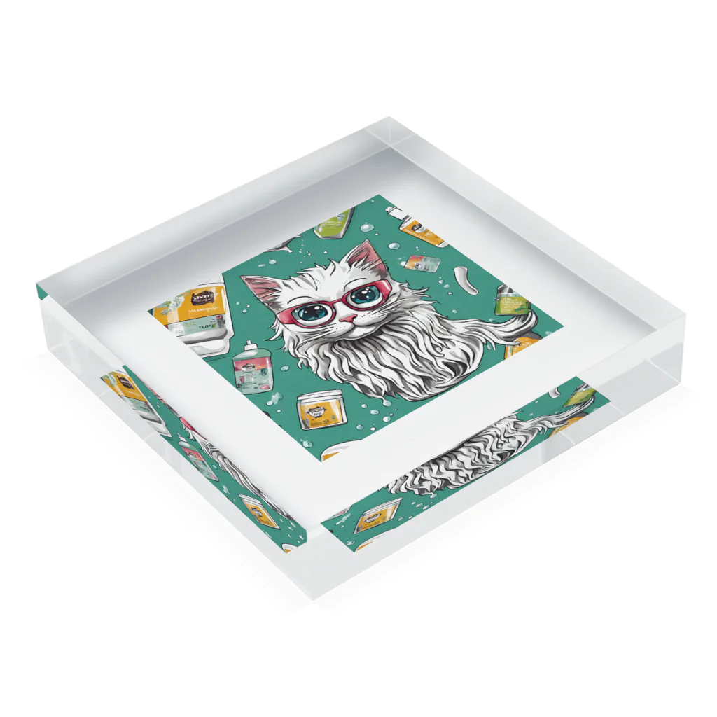 猫の森のシャンプー Acrylic Block :placed flat