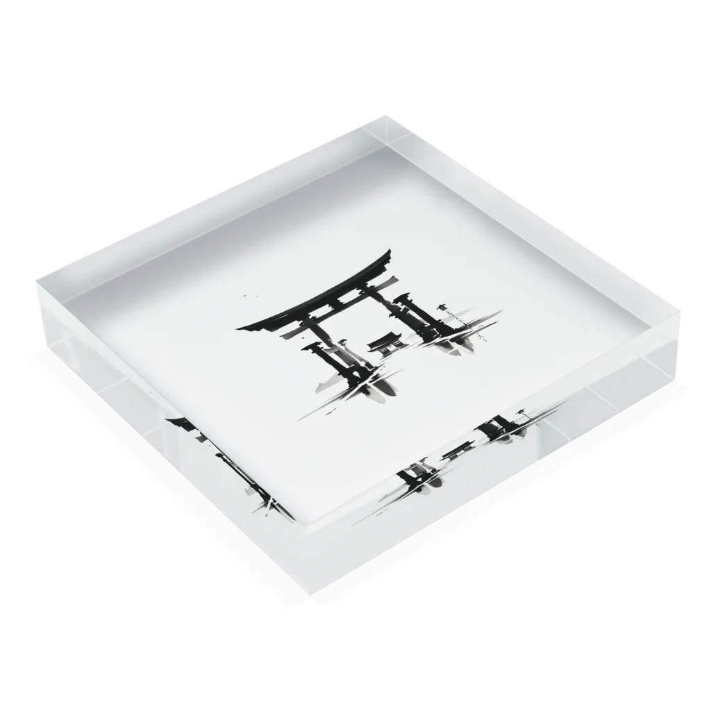神社の鳥居（正面） Acrylic Block by AI-Mugen-Kobo ∞ SUZURI