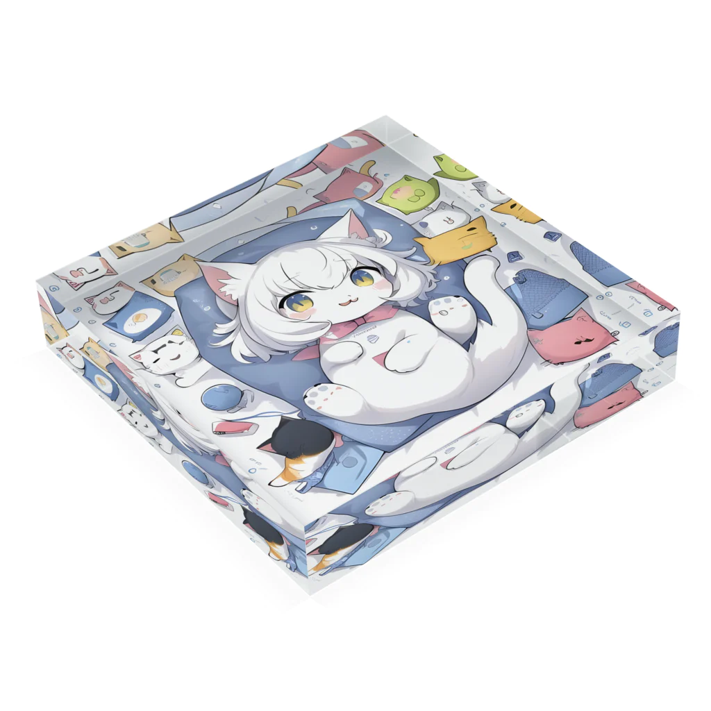 Moichi Designs Shop-2023の赤ちゃんネコタン Acrylic Block :placed flat