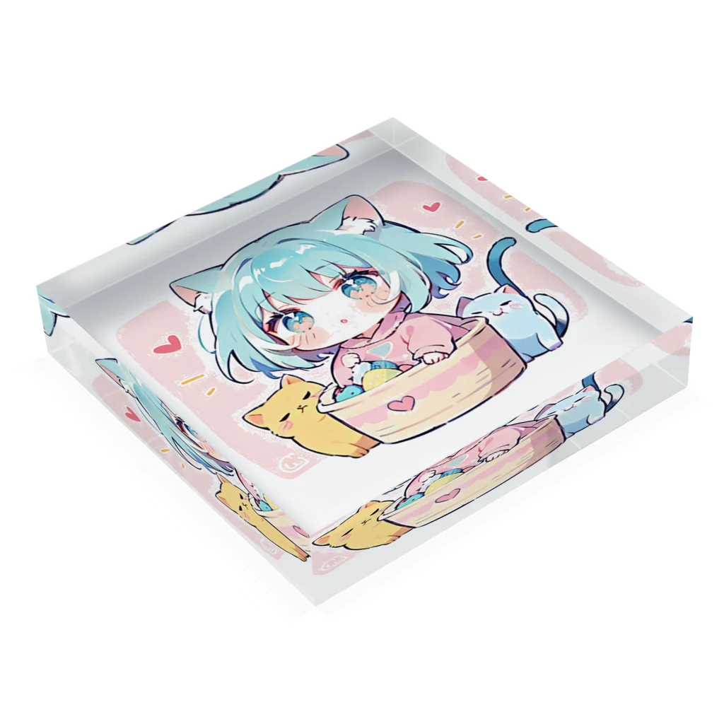 那須モバイル店の可愛いけもっ娘 Acrylic Block :placed flat