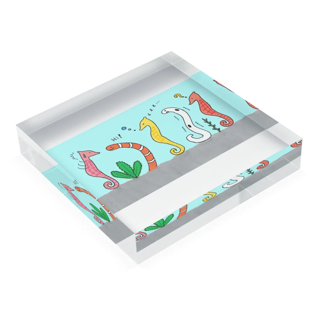 森図鑑の[森図鑑] 仲間に入れて（背景水色） Acrylic Block :placed flat