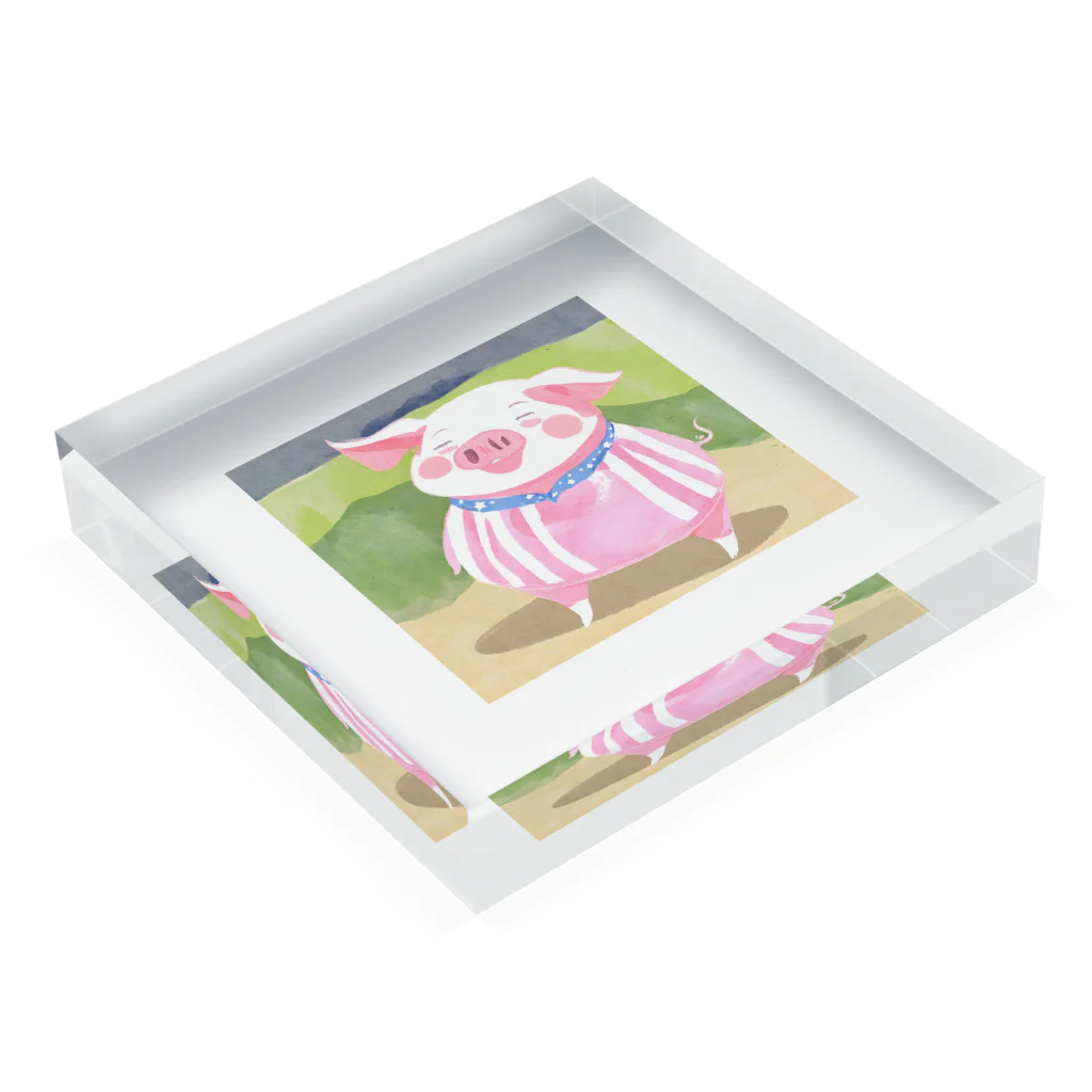 Yumexの豚のブーちゃん Acrylic Block :placed flat