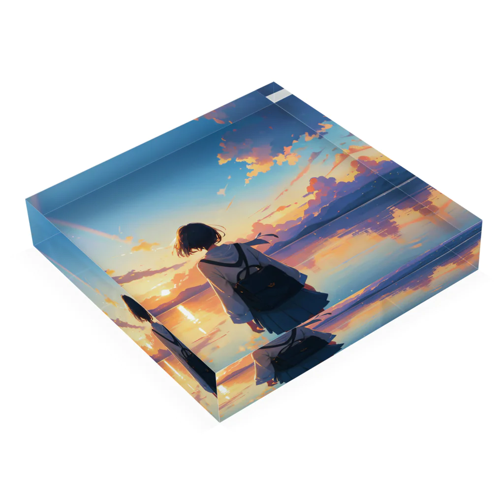 卯月なのかのTwilight Countryside Journey  〜黄昏に包まれる故郷の旅〜　No.3「Reflection」 Acrylic Block :placed flat