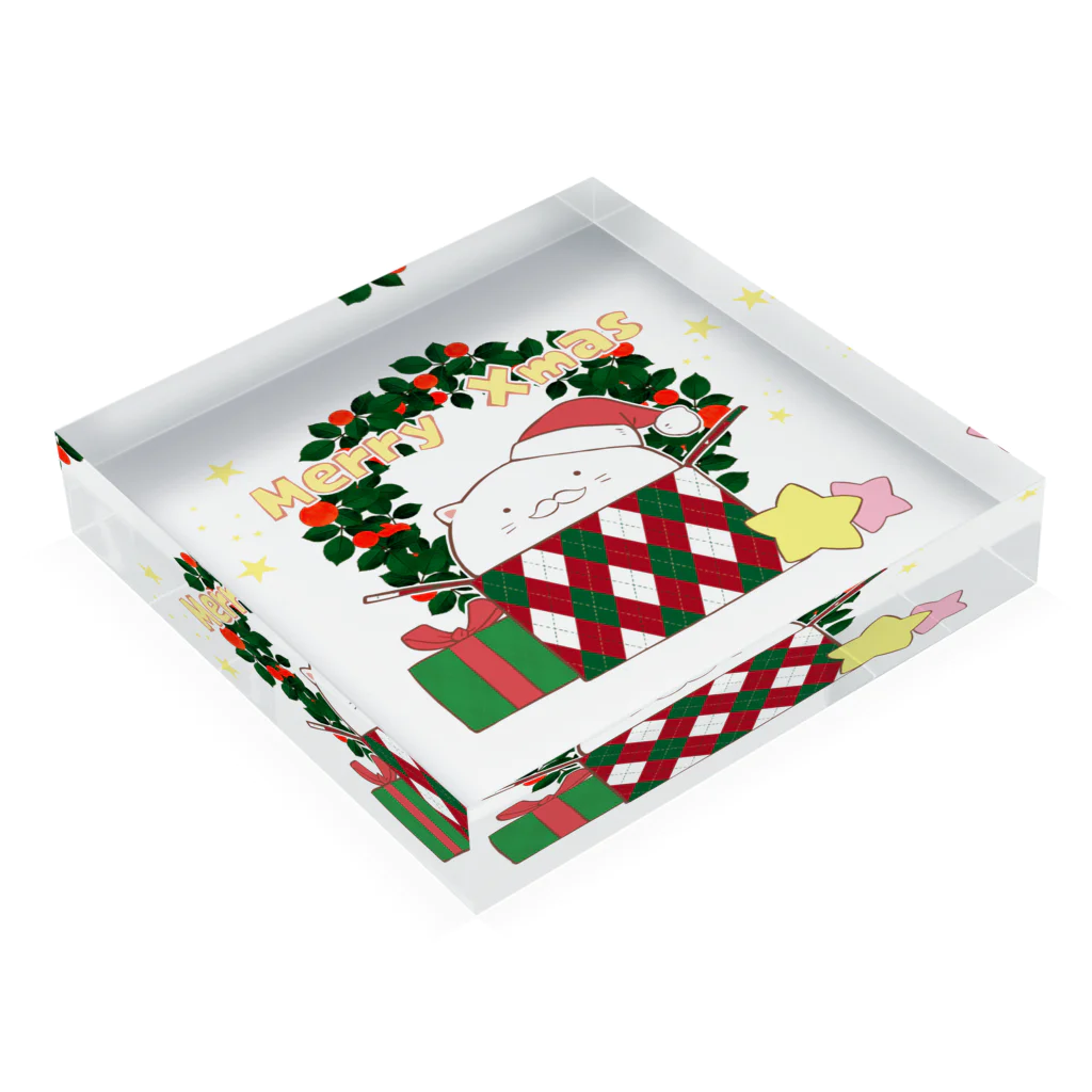 ねこふく茶屋のもちもちねこふく〈クリスマス〉 Acrylic Block :placed flat