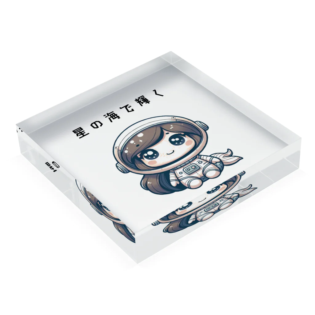 ビーナスキュートちゃんの宇宙のマーメイド Acrylic Block :placed flat