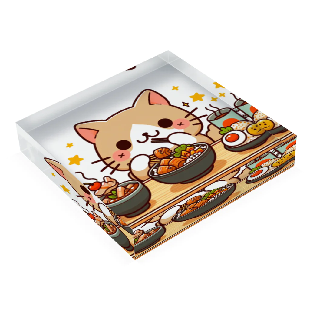 zuuu-の☆食いしん坊にゃんこ☆ Acrylic Block :placed flat