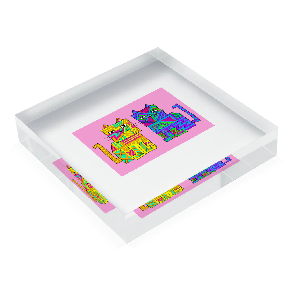 conyDesignの壁画風ヌコグッズ Acrylic Block :placed flat