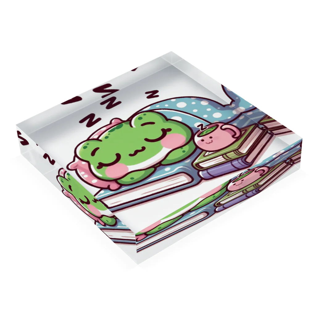 Shiba_IncのSleeping frogs(熟睡する蛙) Acrylic Block :placed flat