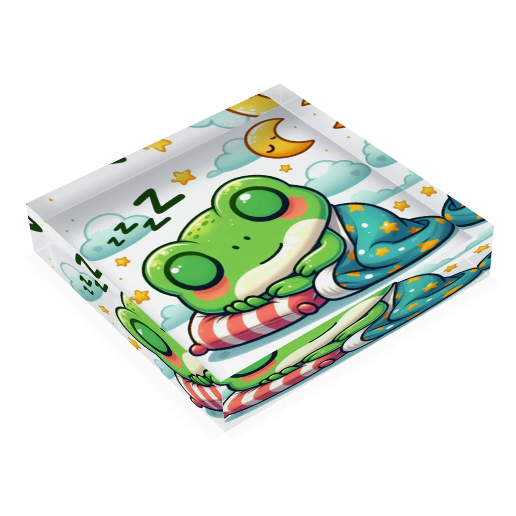 Shiba_IncのSleeping frogs(熟睡する蛙) Acrylic Block :placed flat