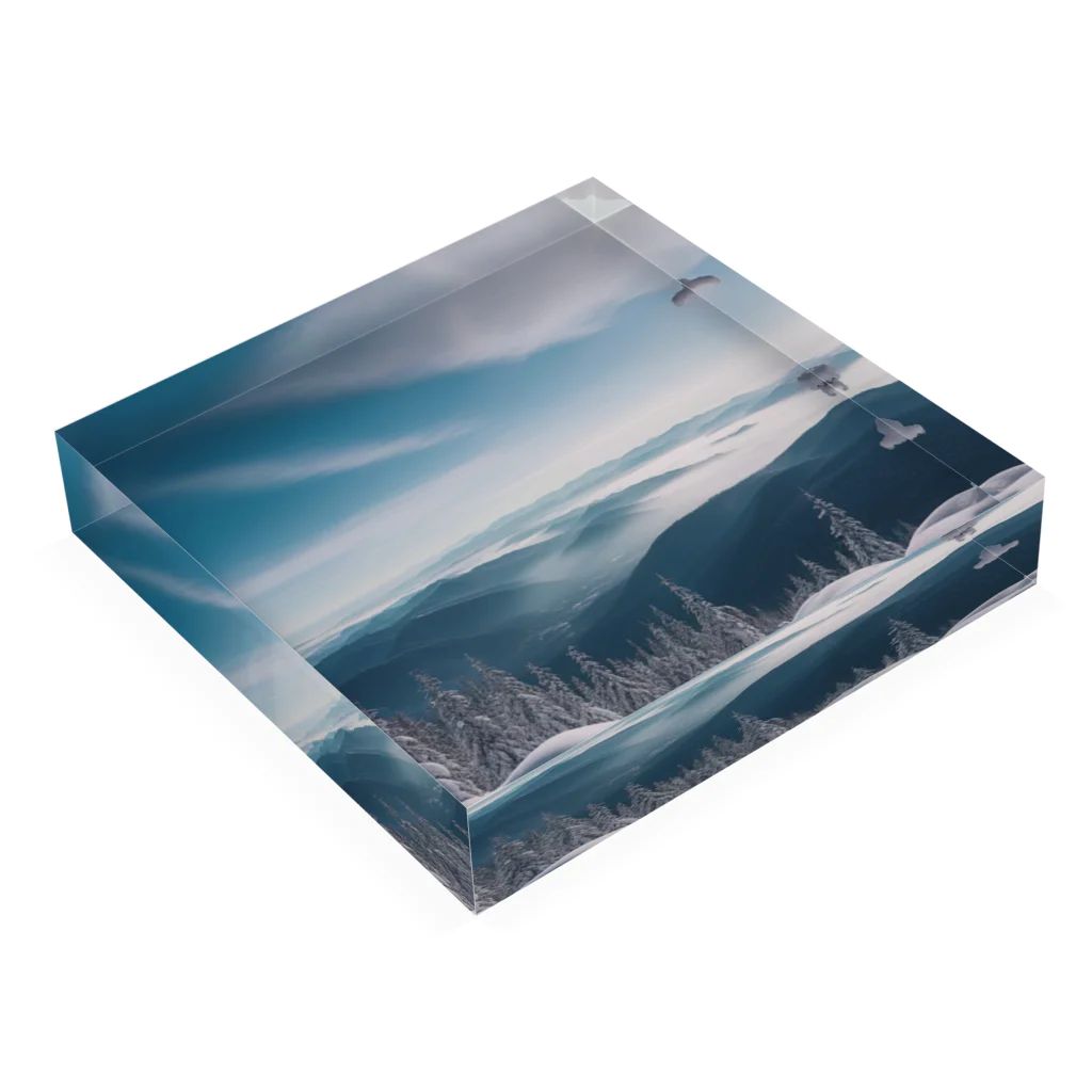 awawoの青空と山の風景 Acrylic Block :placed flat