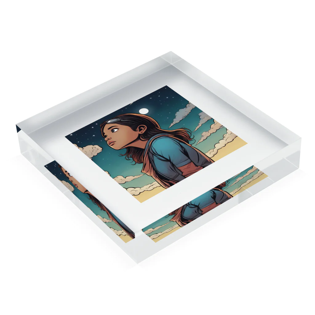 PanHanaChanのThe girl who looks at the sky Acrylic Block :placed flat