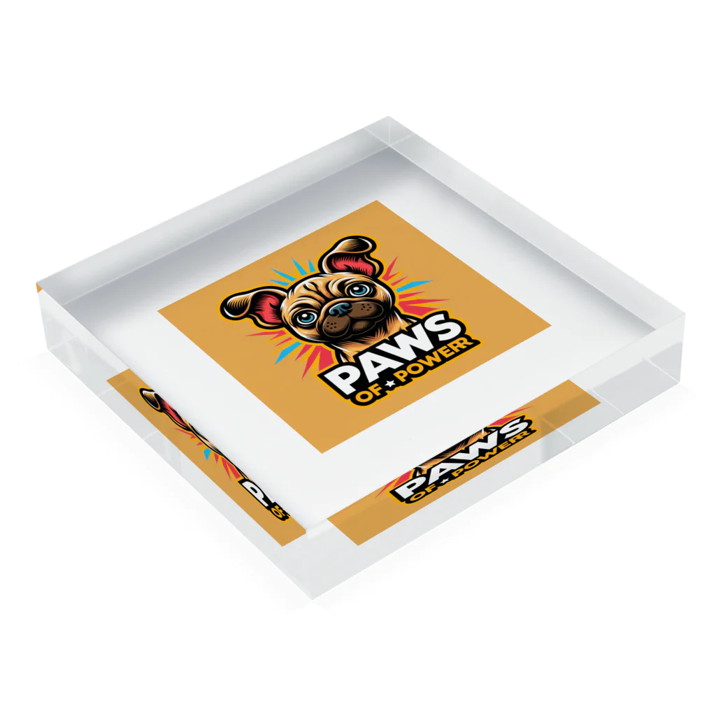 Urban pawsのパグチワワ「Paws of Power」 Acrylic Block :placed flat