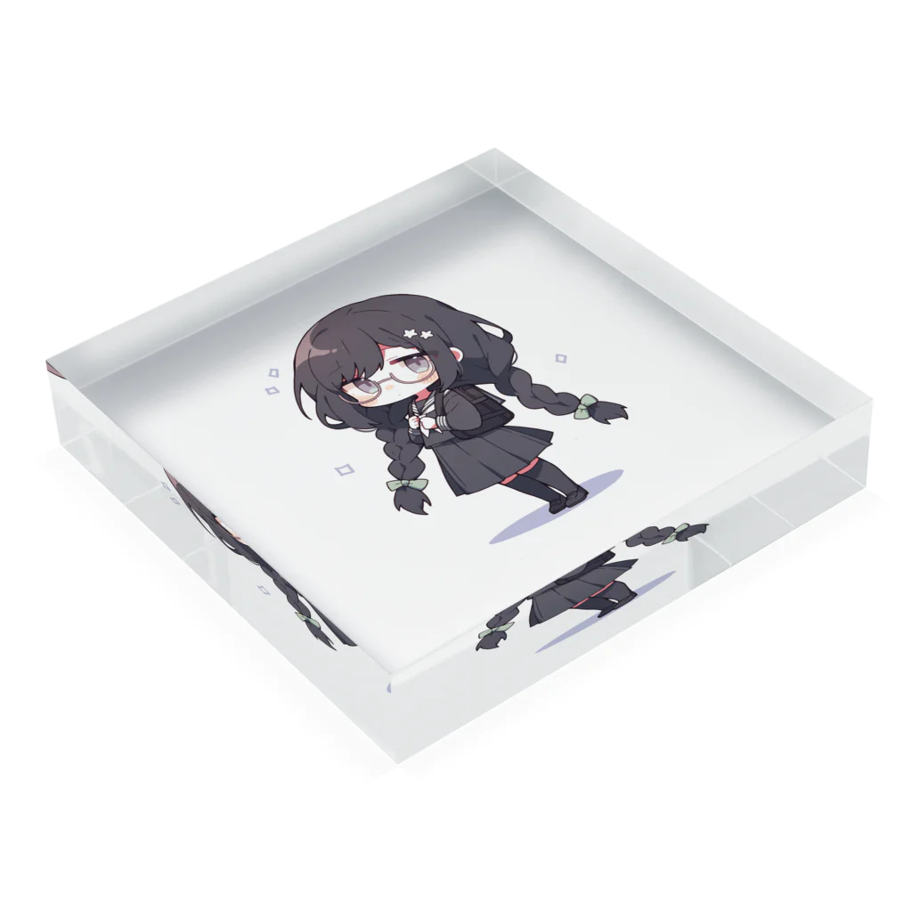 かわいい女の子とシュールな絵の地味子 Acrylic Block :placed flat