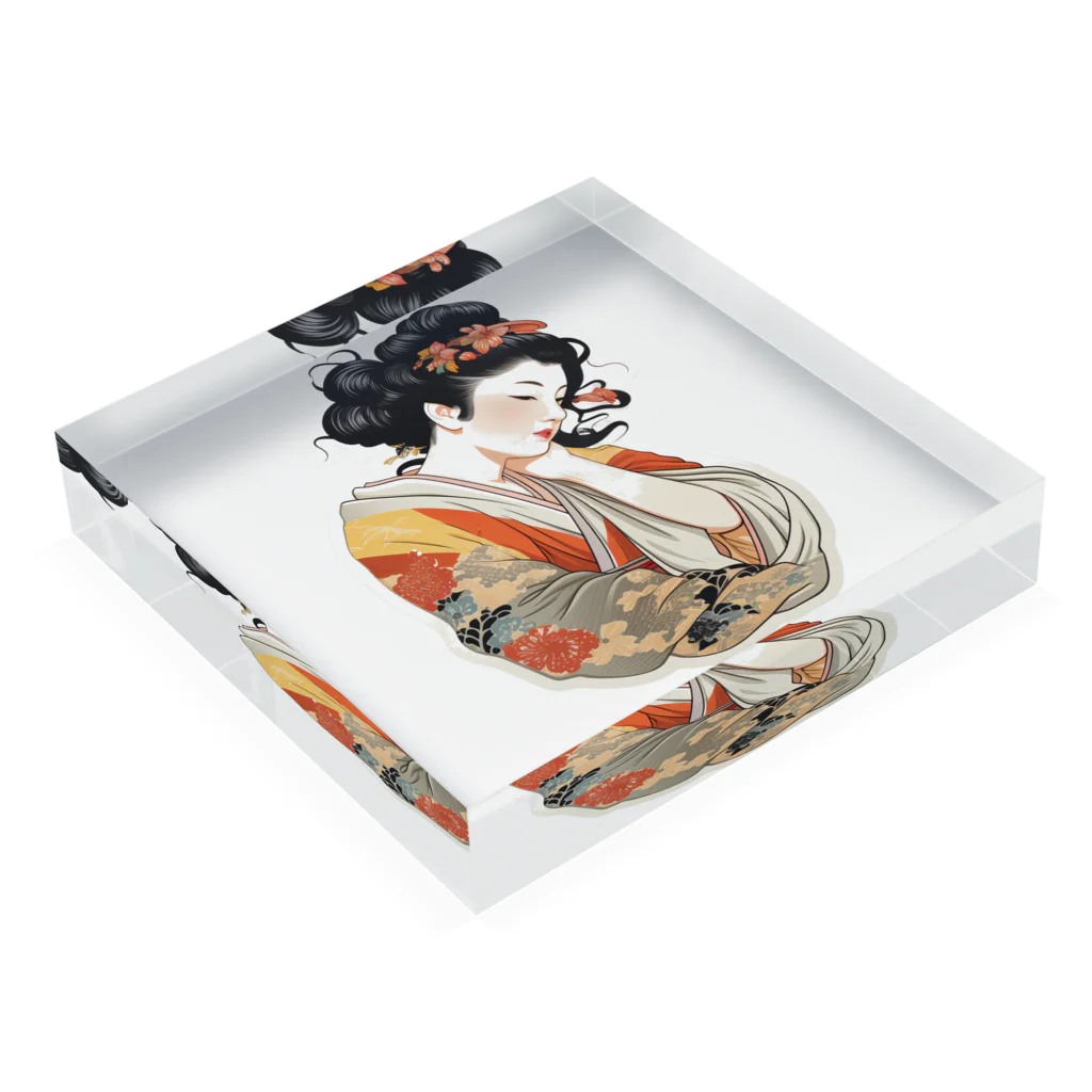 manyou-lab_Ukiyo-eの浮世絵 美人画 Ukiyoe beauty painting [UB-MJ52-SR001-0009] アクリルブロックの平置き