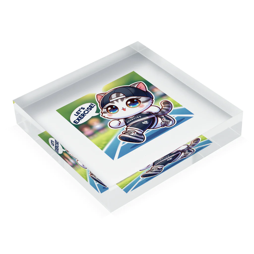 cat GPTオンラインショップの【CatGPT】エクササイズスタイル Acrylic Block :placed flat