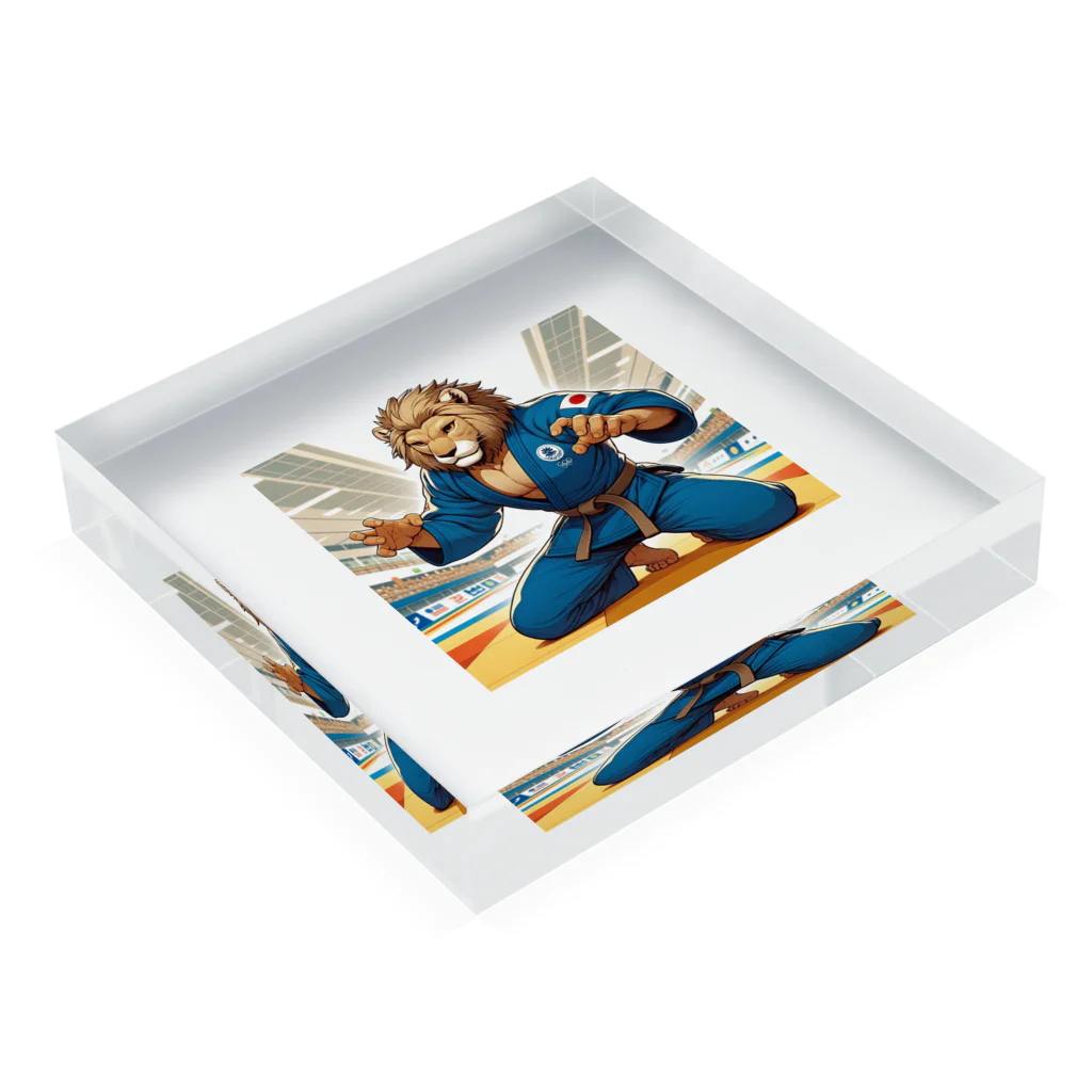 GANZのライオン柔道師範 Acrylic Block :placed flat