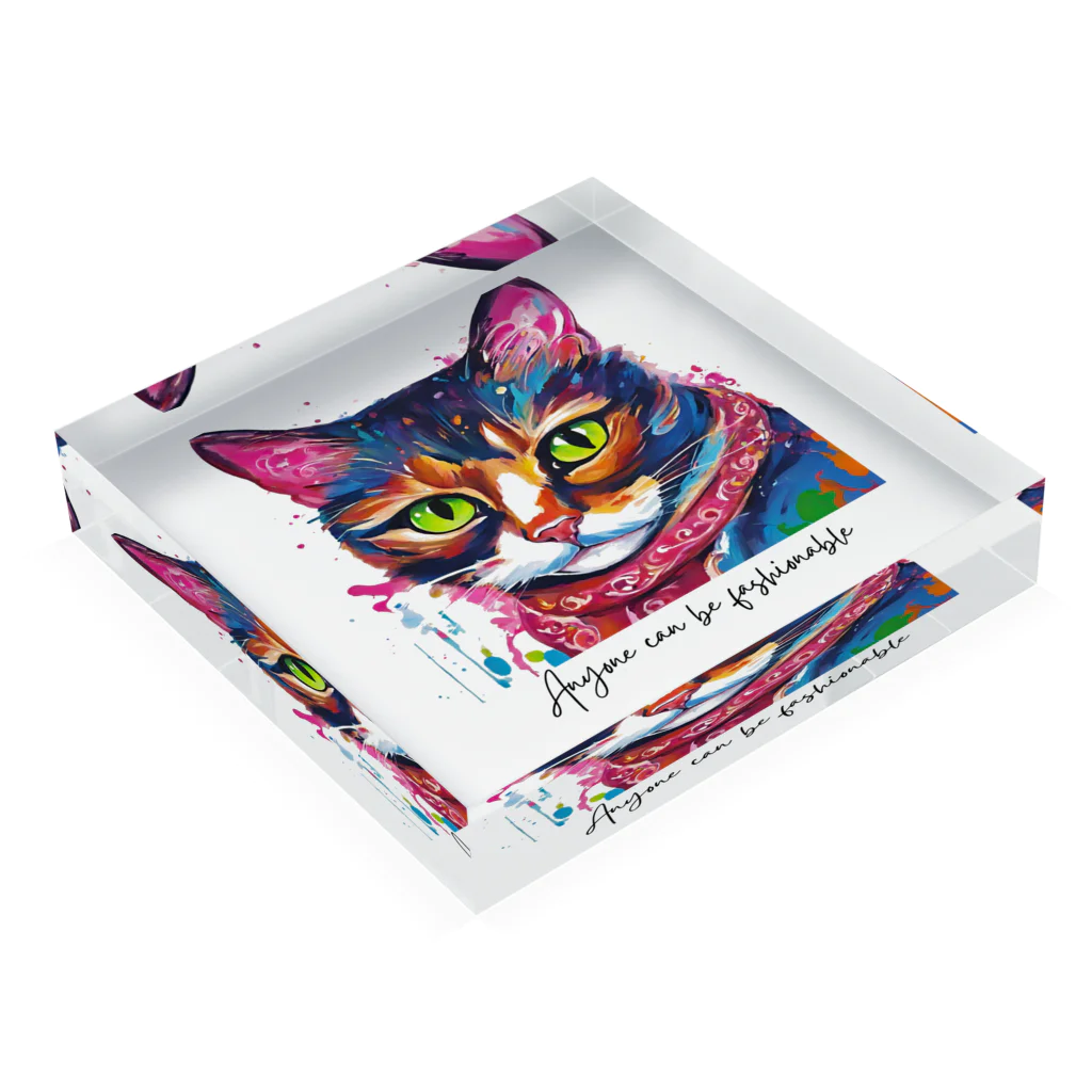 気分屋のものおき。のColorful cat Acrylic Block :placed flat