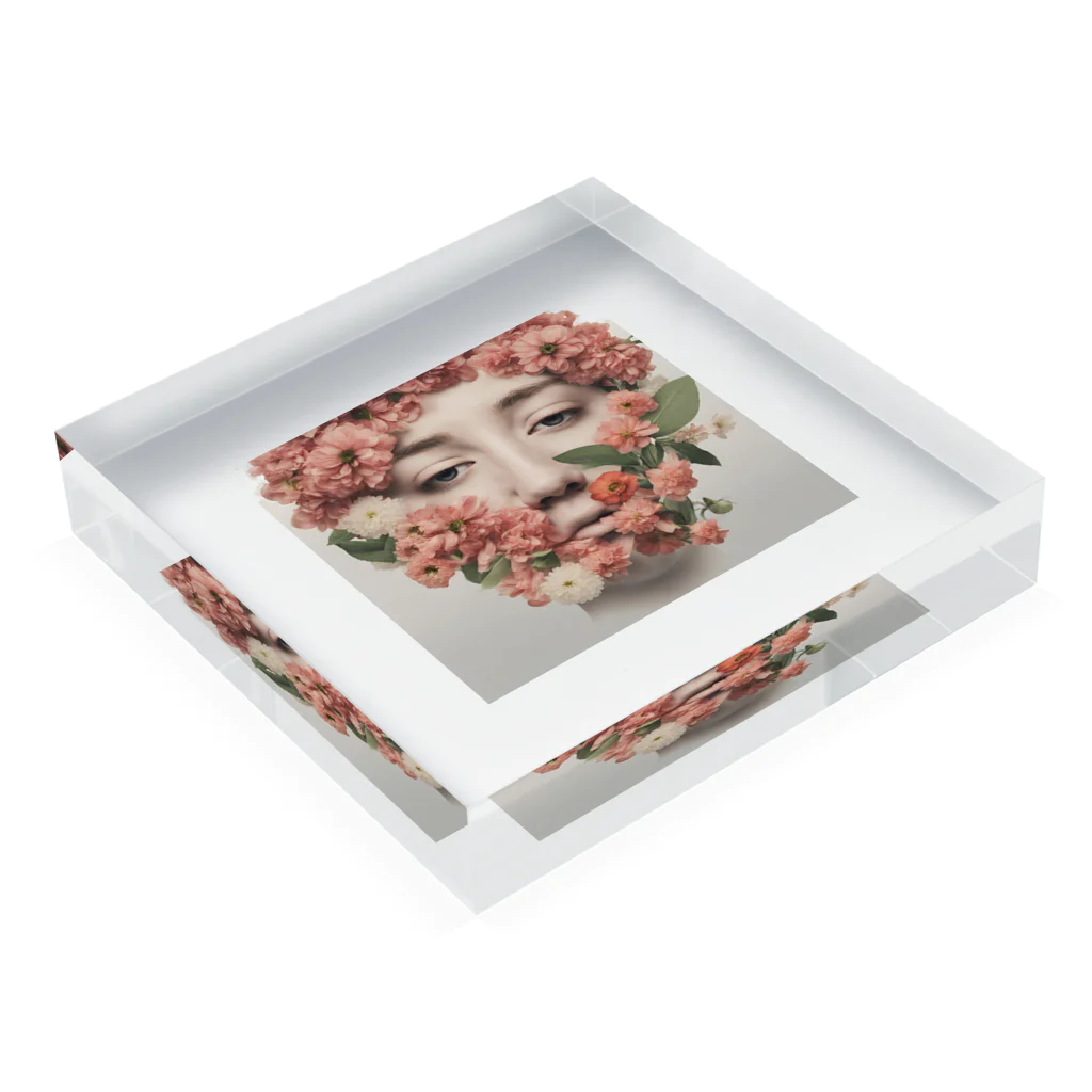 peach treeの鼻には花を Acrylic Block :placed flat