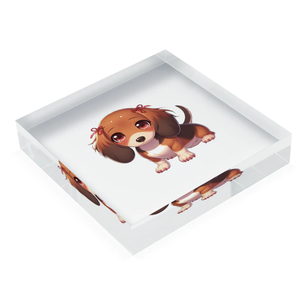 Dog Selectionのミニチュアダックス　女の子　アイテム Acrylic Block :placed flat