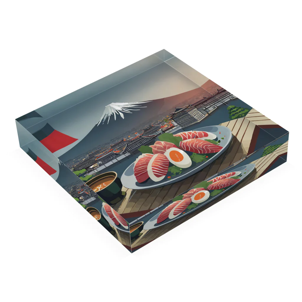 yamasan_の日本の食べ物 Acrylic Block :placed flat