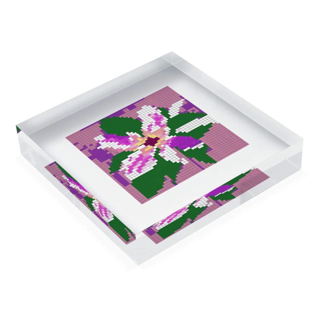 noaru633のドット絵のクレマチス Acrylic Block :placed flat