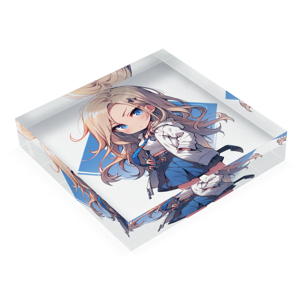 honoka_tの金髪ちびキャラ美少女 Acrylic Block :placed flat