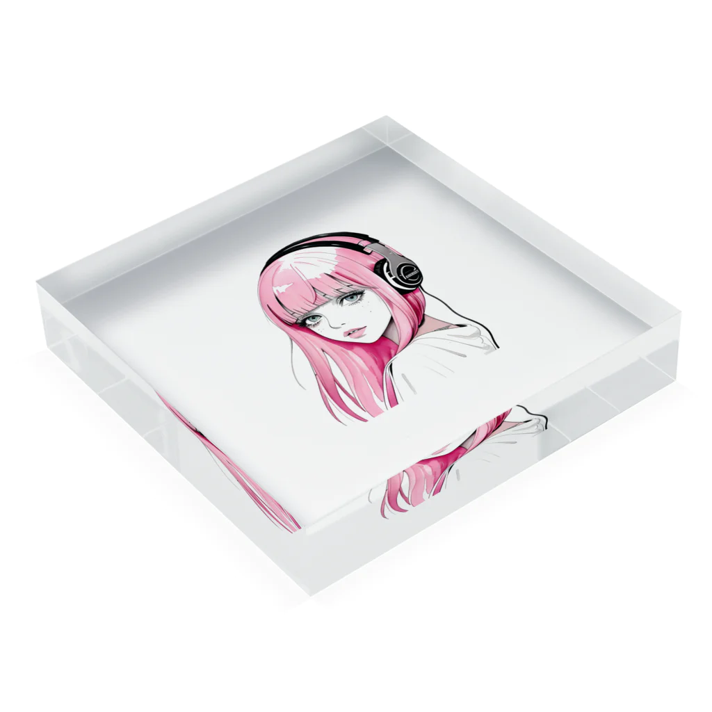 YURICHAMEEのピンク女子-No.1 Acrylic Block :placed flat