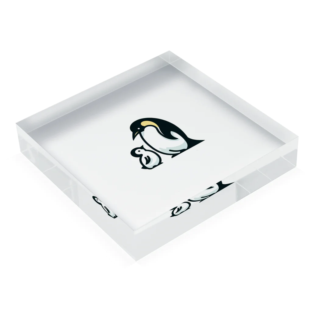 もふもふの森のペンギンのおやこ Acrylic Block :placed flat