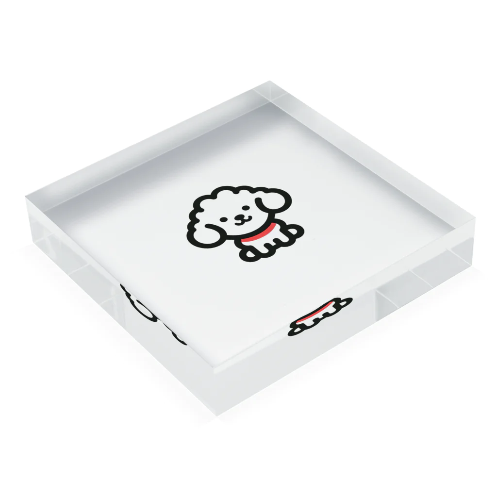 わんこグッズしょっぷcooの白プードル Acrylic Block :placed flat