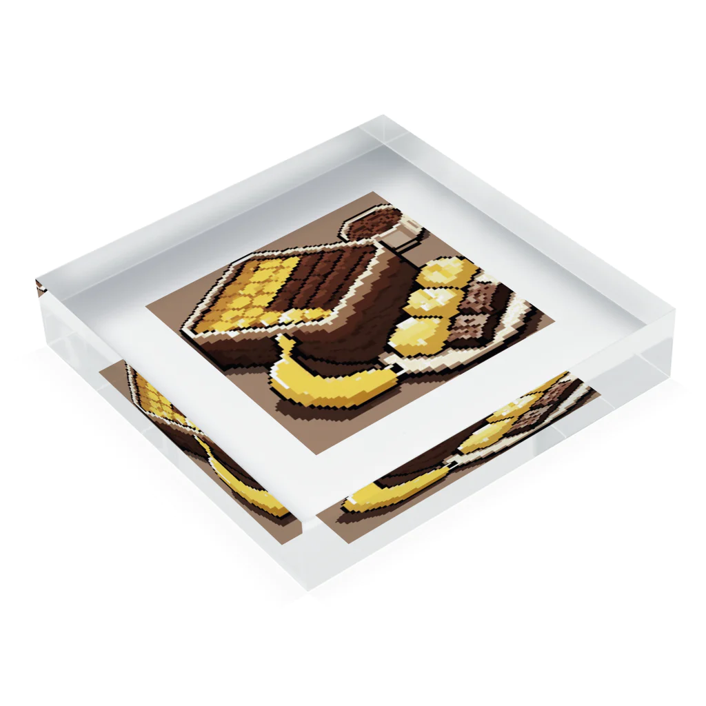 kawaiidoubututatiのチョコレートとバナナのデザートチャーハン Acrylic Block :placed flat