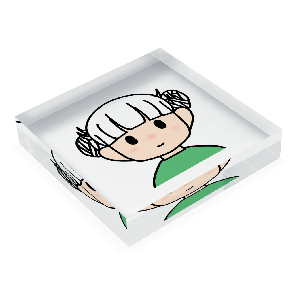 まめ大福の髪色自在な女の子（ツインお団子） Acrylic Block :placed flat