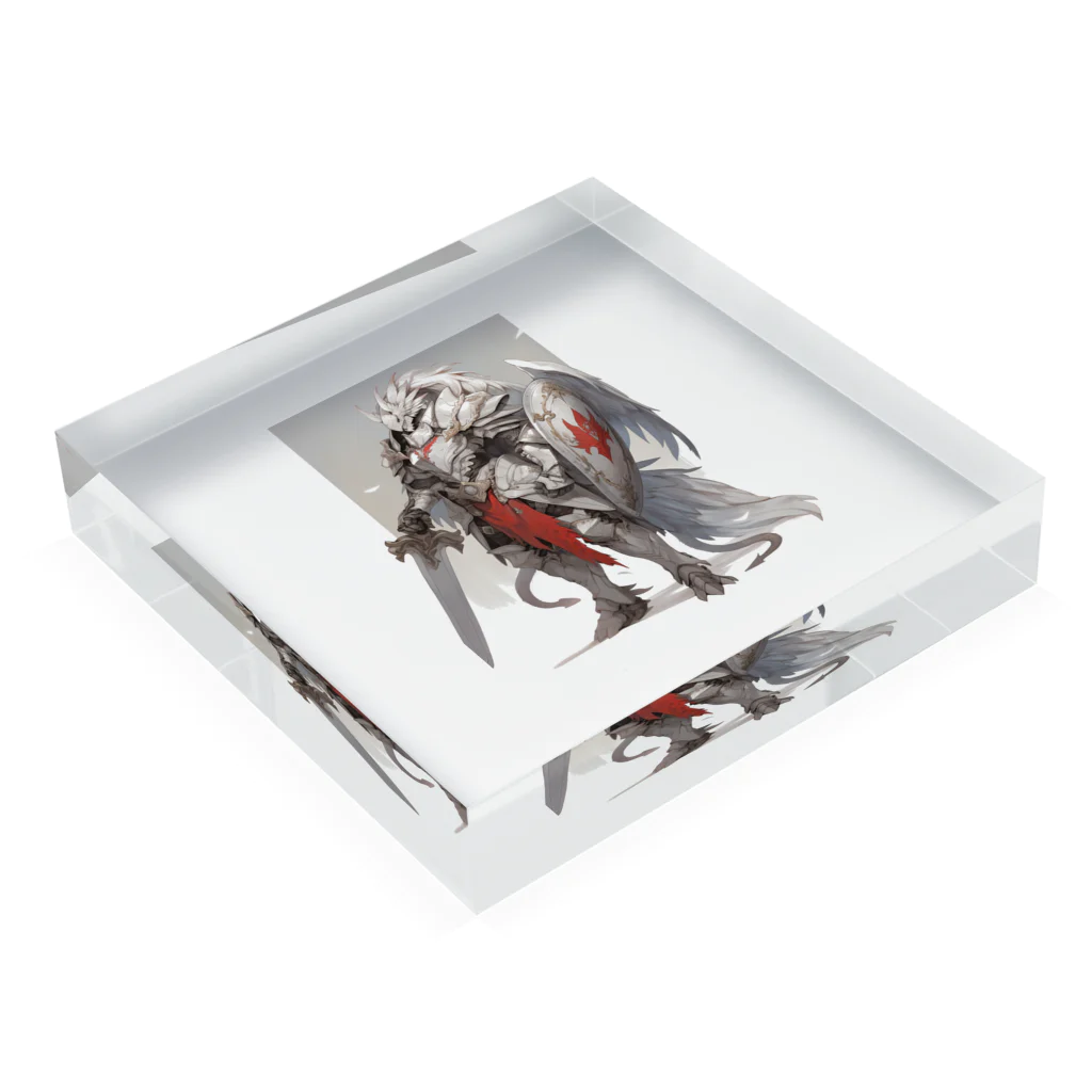 ファンタジー屋の竜獣人の騎士隊長 Acrylic Block :placed flat