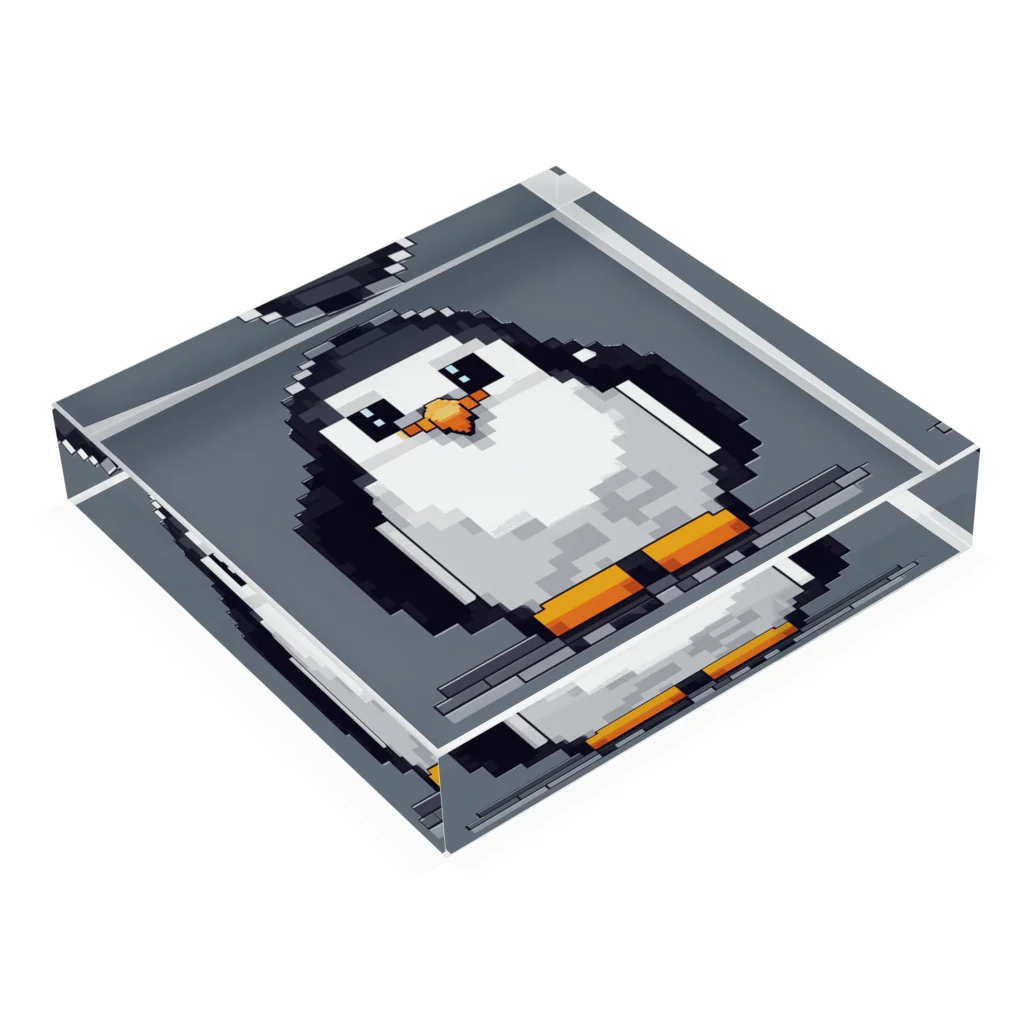hakusyuuの優しい眼差しペンギン Acrylic Block :placed flat