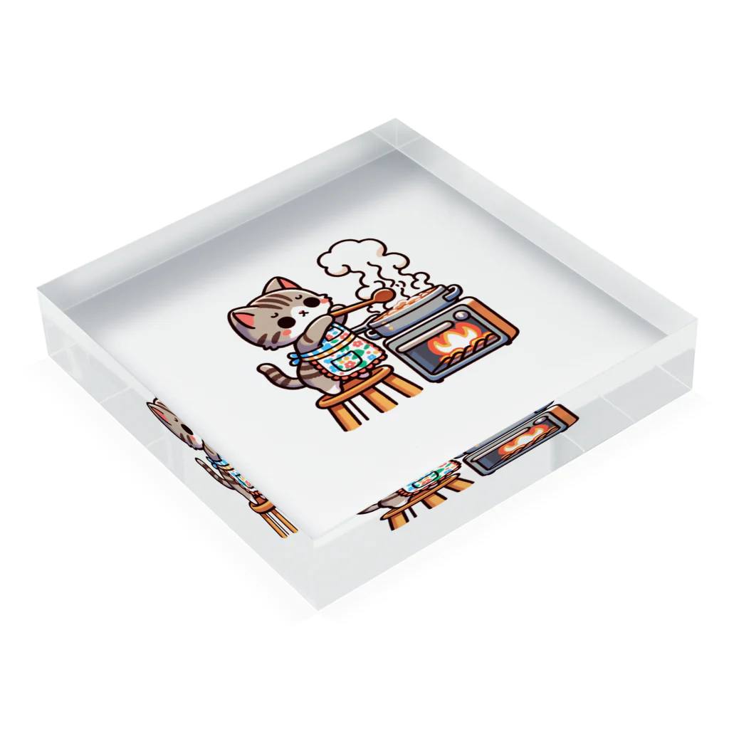 子猫カーニバルの子猫のレストラン Acrylic Block :placed flat