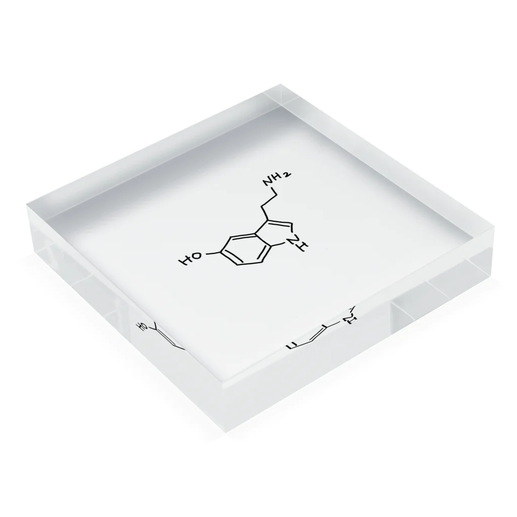 シンプルなケミカルたち。の精神安定 セロトニン（ブラック）Serotonin（Black） Acrylic Block :placed flat