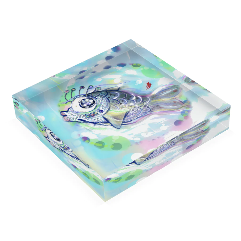 mmty🫑みーまんのオラ真鯵🐟-5 Acrylic Block :placed flat