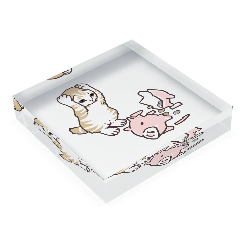 nya-mew（ニャーミュー）のやっちまったニャーちゃん Acrylic Block :placed flat