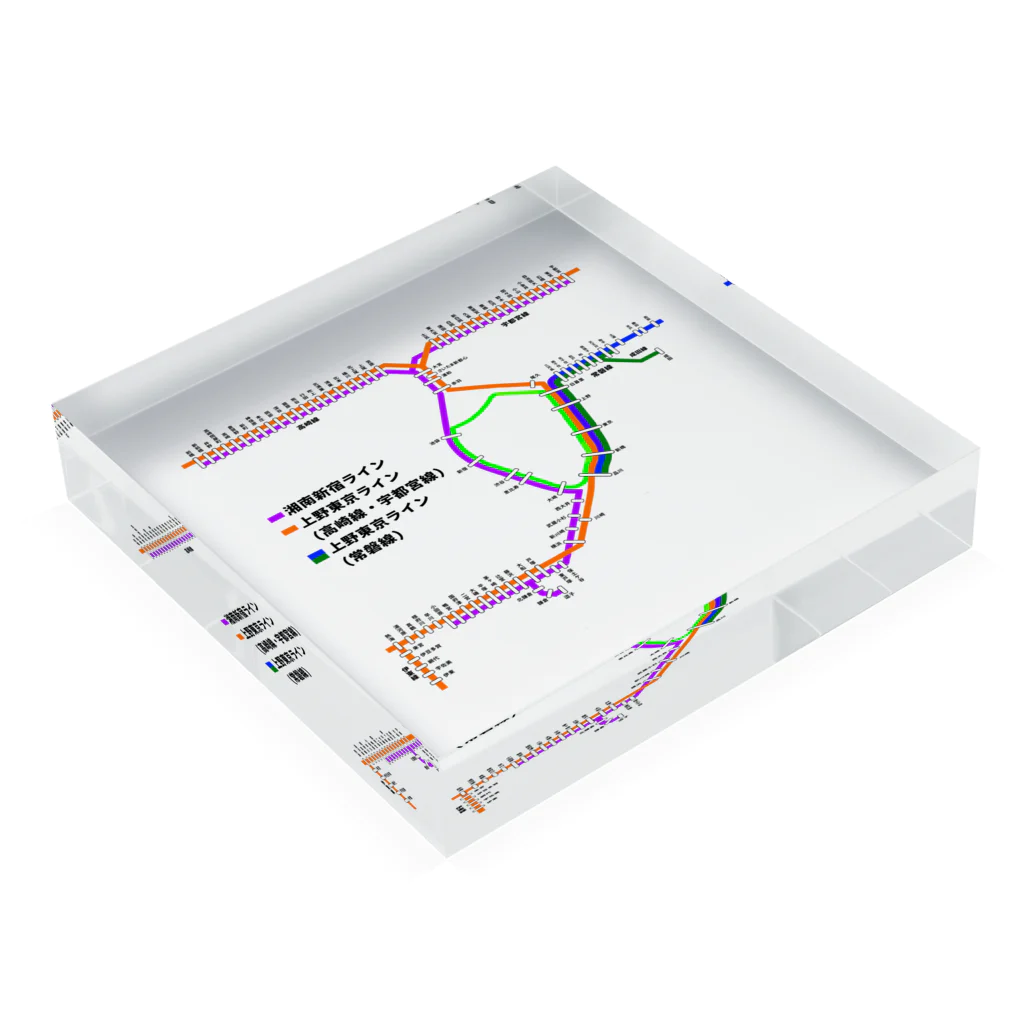 柏洋堂の湘南新宿ライン・上野東京ライン  路線図 アクリルブロックの平置き