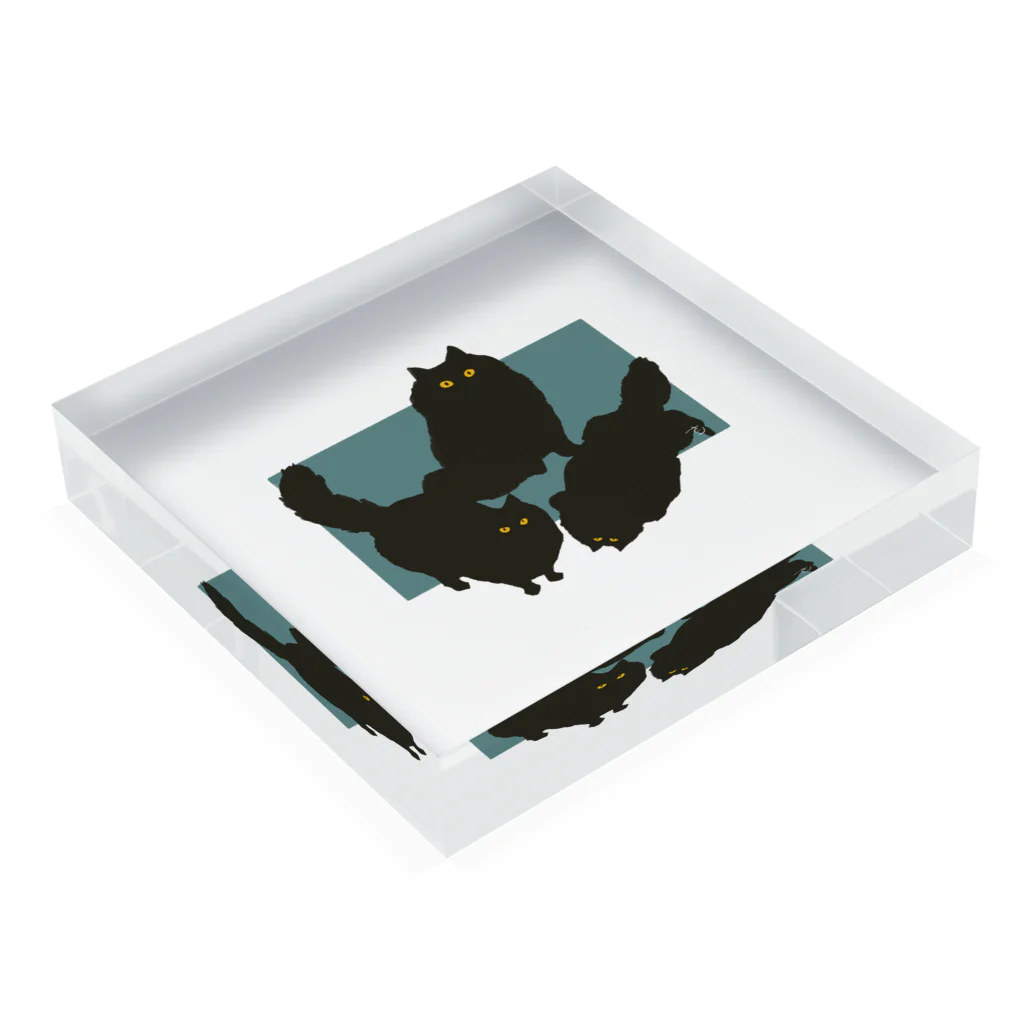 さくりのおやすみショップの黒猫の見た夢 Acrylic Block :placed flat