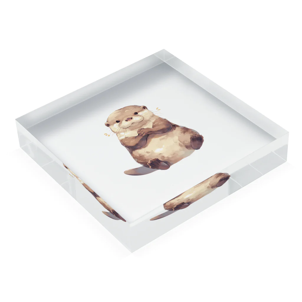 Cute Animalsのおねだりカワウソ Acrylic Block :placed flat