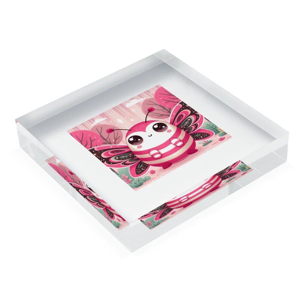 ゴマゴマ5050のピンク色の妖精が、そのかわいらしい大きな目であなたを見つめています Acrylic Block :placed flat