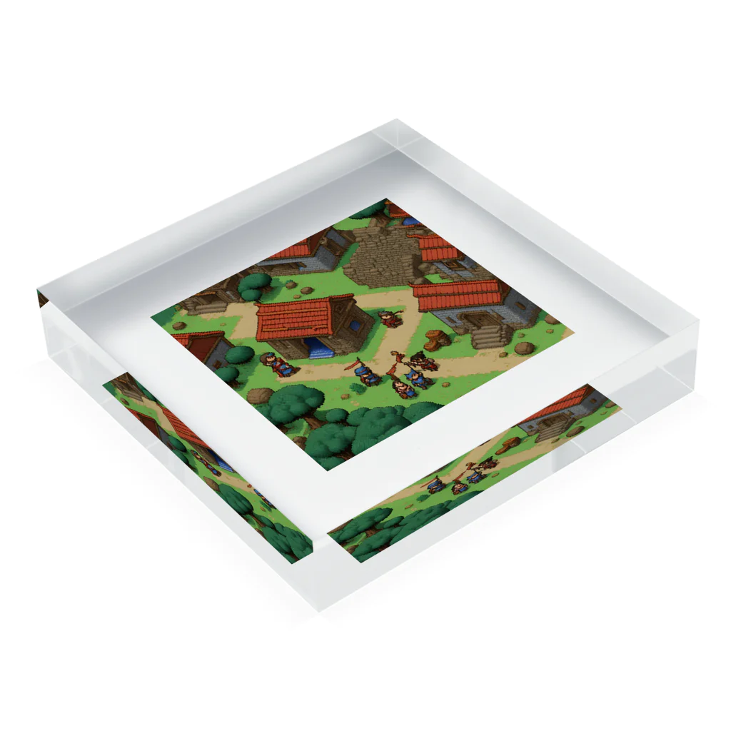 レトロゲームイラストのレトロゲードット絵ファミコン2 Acrylic Block :placed flat