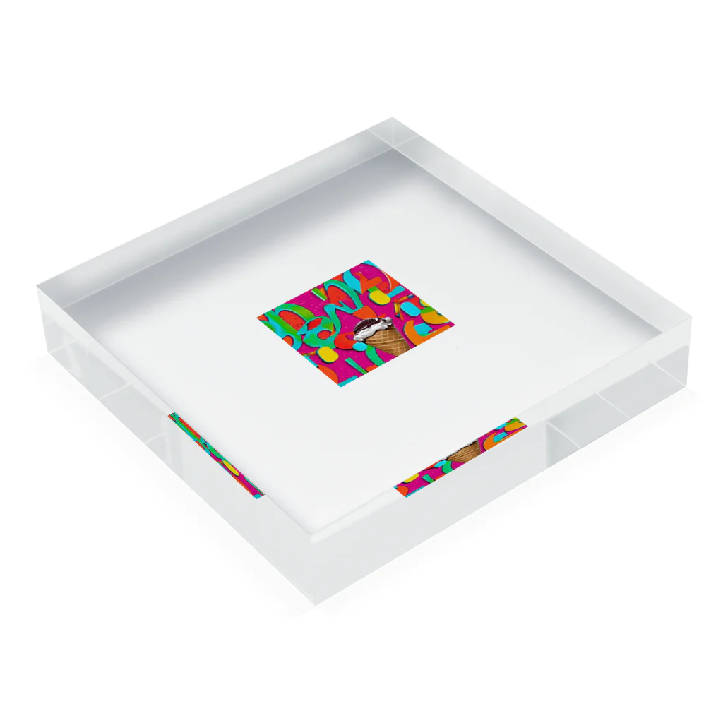 やま　イラストレーター　HEXA NET 販売美麗イラストレーター描きますのアイスクリーム Acrylic Block :placed flat