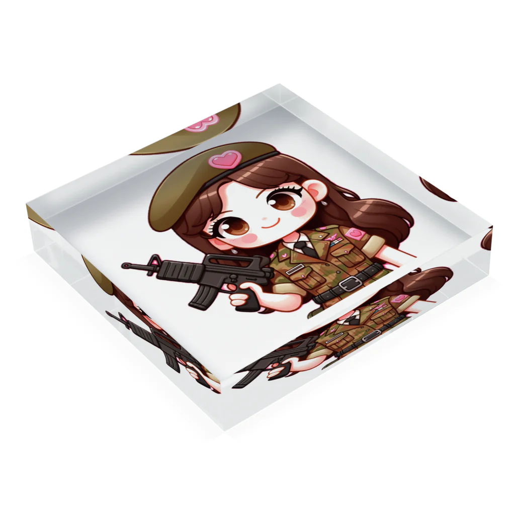 WakuWakustoreのarmy girl Acrylic Block :placed flat