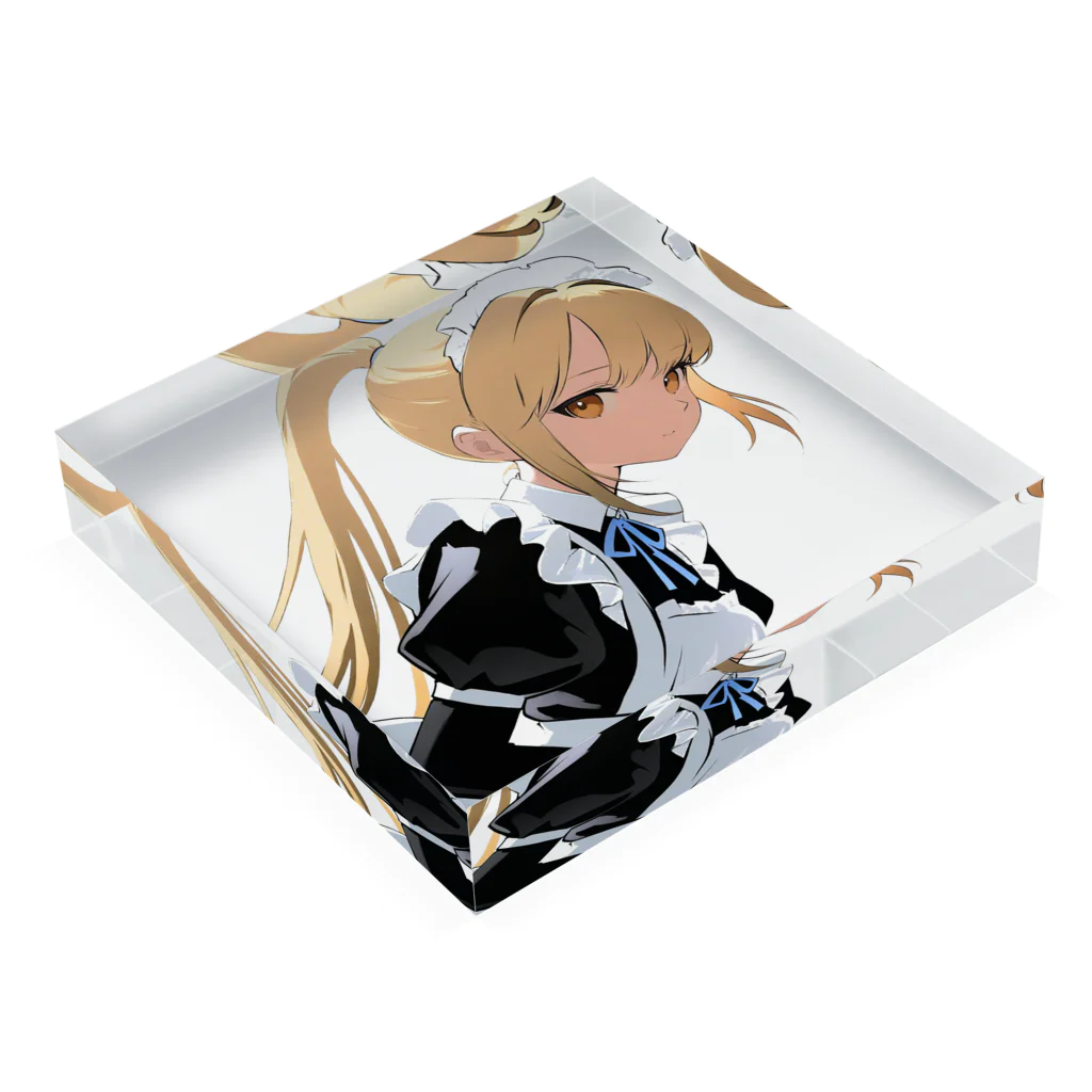 agomamushiの金髪ポニテメイドさん Acrylic Block :placed flat