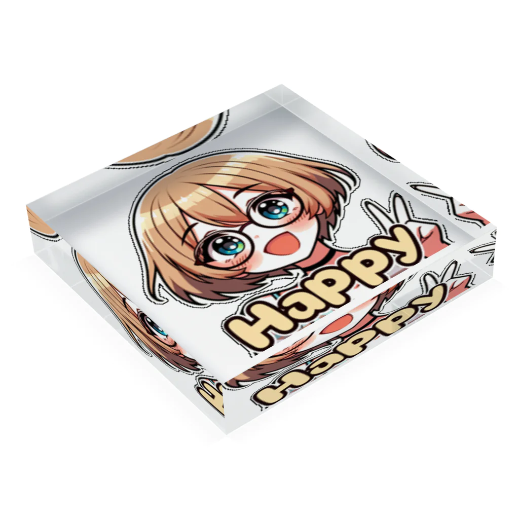 Kusareshiroの金髪ショートカット眼鏡美少女ちゃん Acrylic Block :placed flat