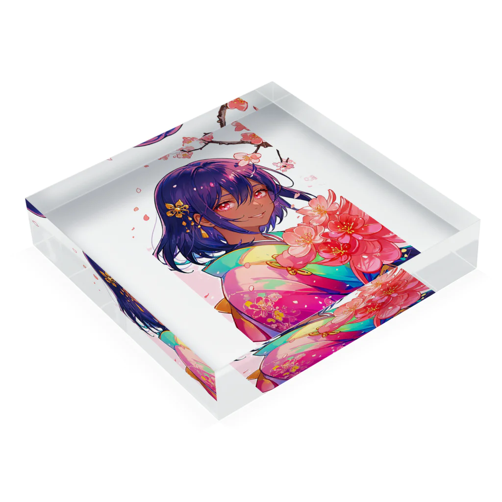 makun6027のオリジナルキャラ「橘美麗」グッズ　その２ Acrylic Block :placed flat