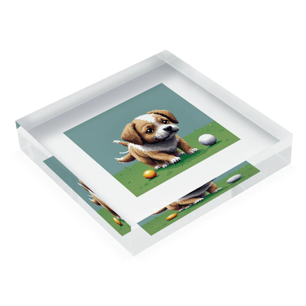 temtemの尻尾を振る犬 Acrylic Block :placed flat