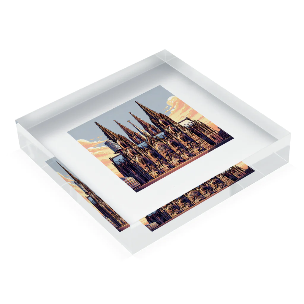 Pixel Art Goodsのケルン大聖堂（pixel art） Acrylic Block :placed flat