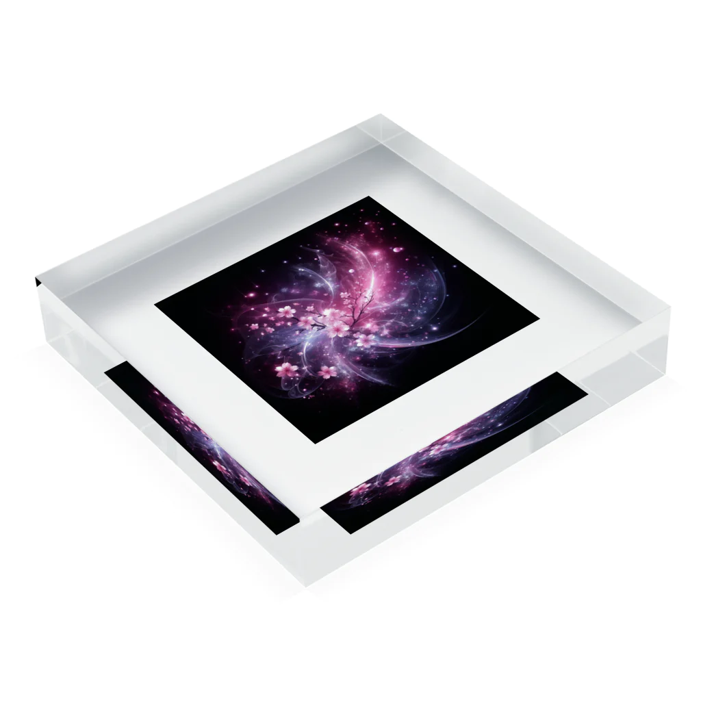 運気上昇グッズストアの宇宙桜 Acrylic Block :placed flat